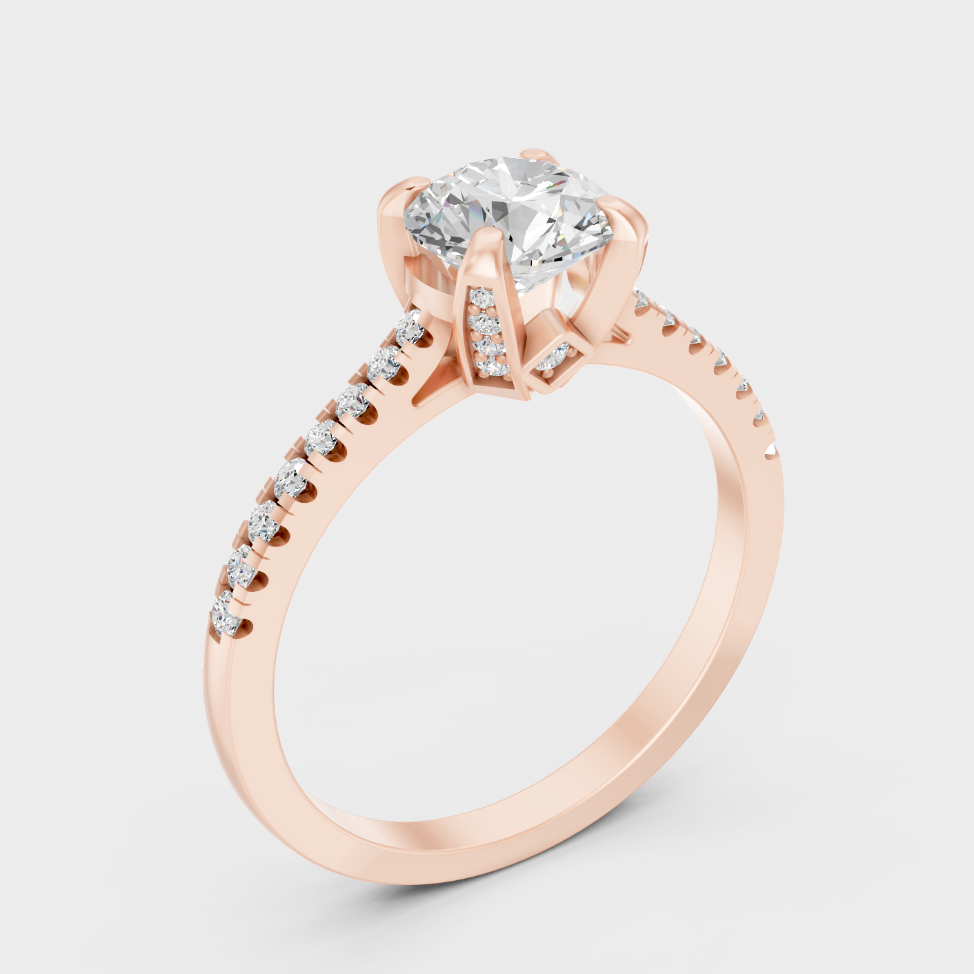 Ethical Lab Grown Round Diamond Ring In Rose Gold