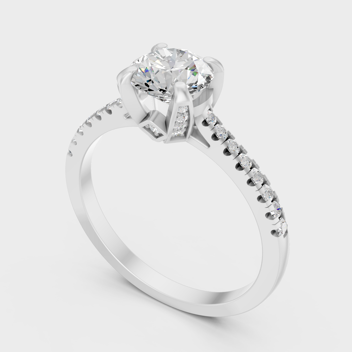 White Gold Certified Round Diamond Ring Fine Jewelry