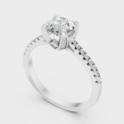 White Gold Certified Round Diamond Ring Fine Jewelry