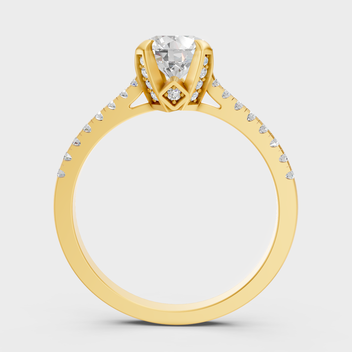 Round Statement Ring In Yellow Gold Luxury Jewelry