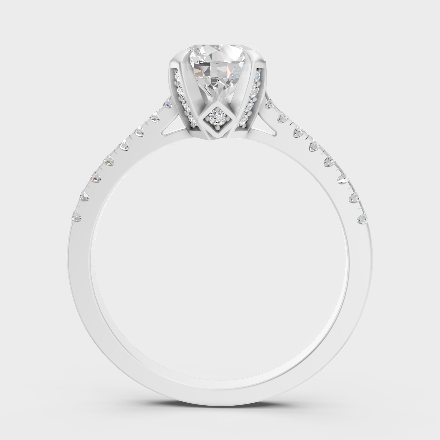 White Gold Round Diamond Proposal Ring With Side Stones