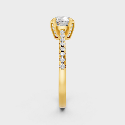 Yellow Gold Round Anniversary Ring With Side Diamonds