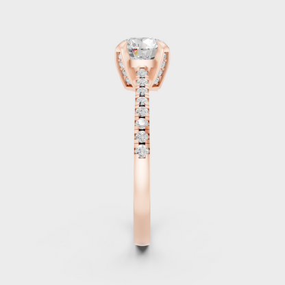 Round Solitaire Ring In Rose Gold With Elegant Accent Diamonds