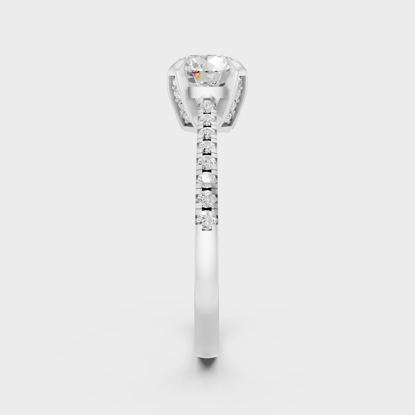 White Gold Round Diamond Ring For Everyday Luxury