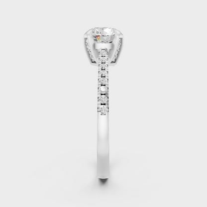 White Gold Round Diamond Ring For Everyday Luxury