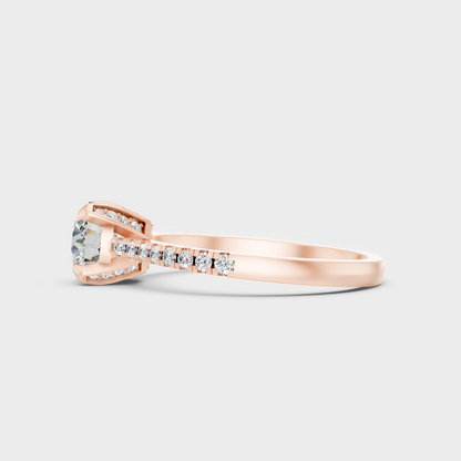 Round Cut Lab Diamond Ring In Rose Gold With Accent Setting