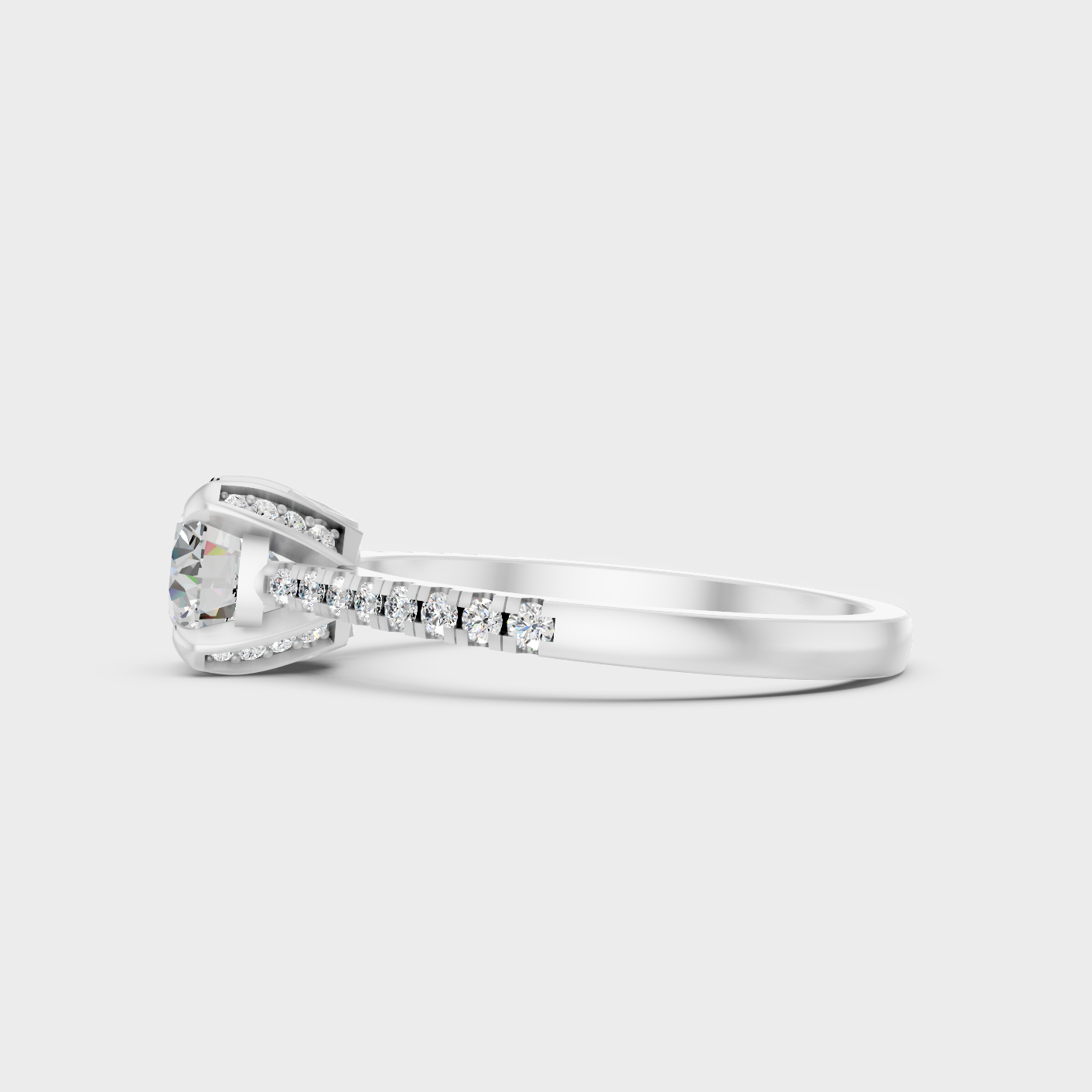 Platinum Round Engagement Ring With Brilliant Accent Sparkle