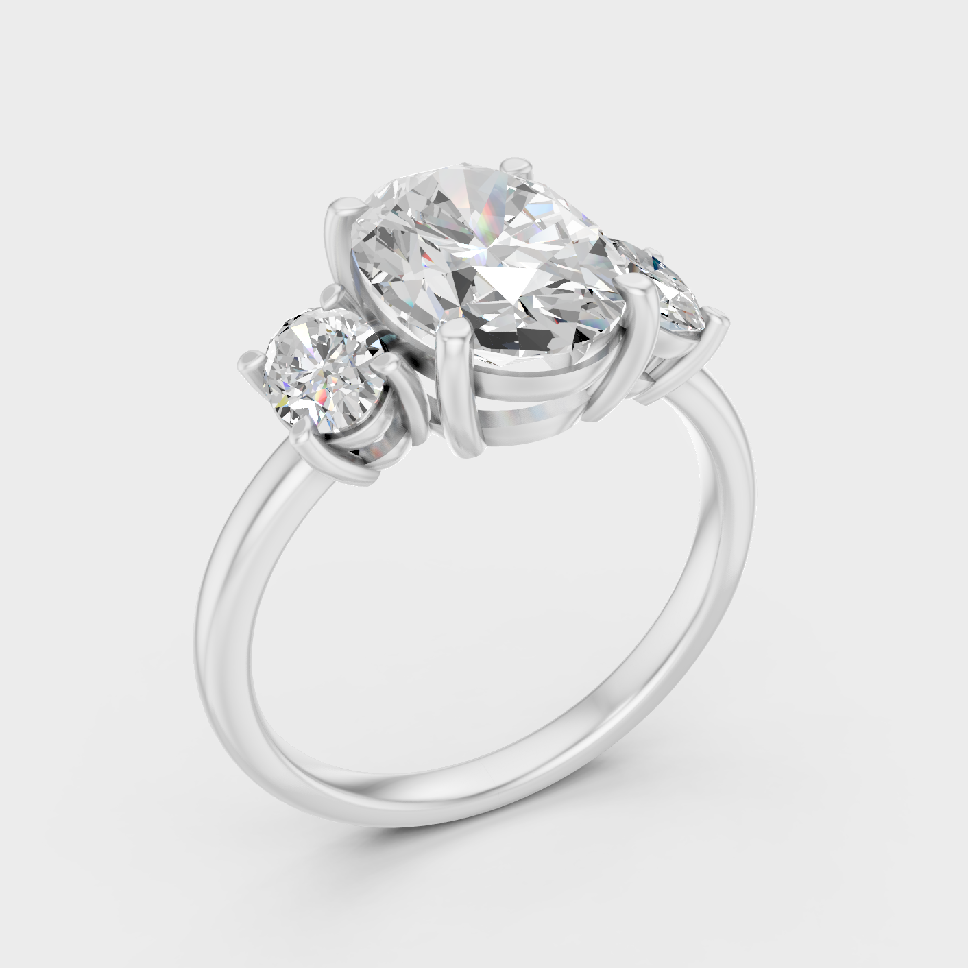 Platinum Oval Cut Diamond Three Stone Ring Timeless Sophistication