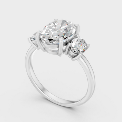 Platinum Three Stone Engagement Ring With Brilliant Sparkle