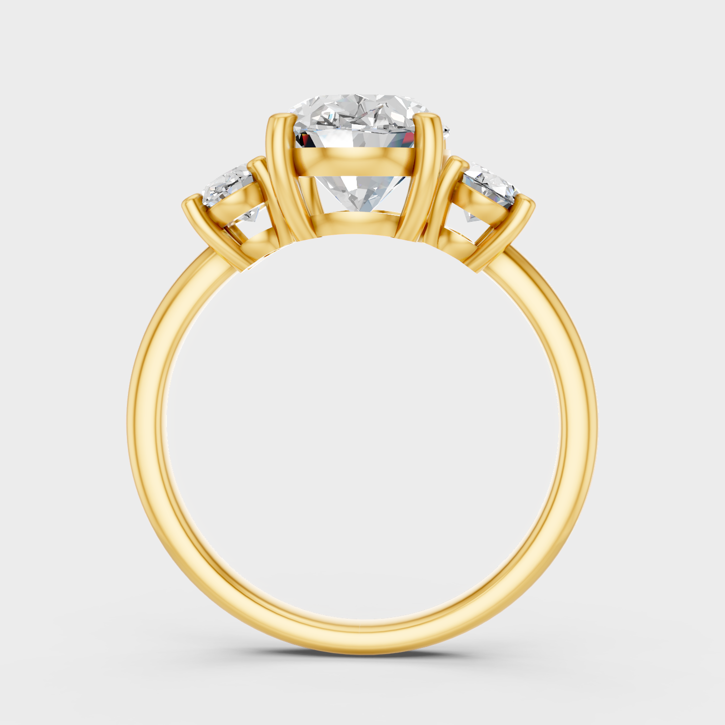 Oval Statement Three Stone Ring In Yellow Gold Luxury Jewelry