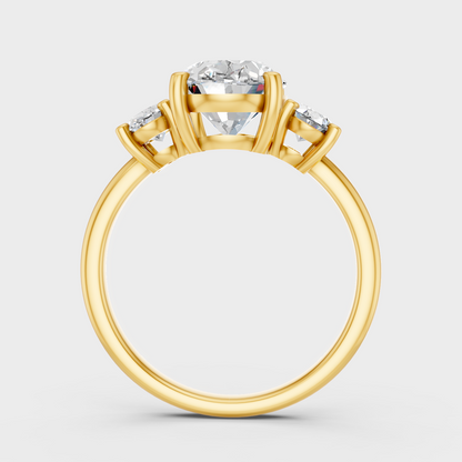 Oval Statement Three Stone Ring In Yellow Gold Luxury Jewelry