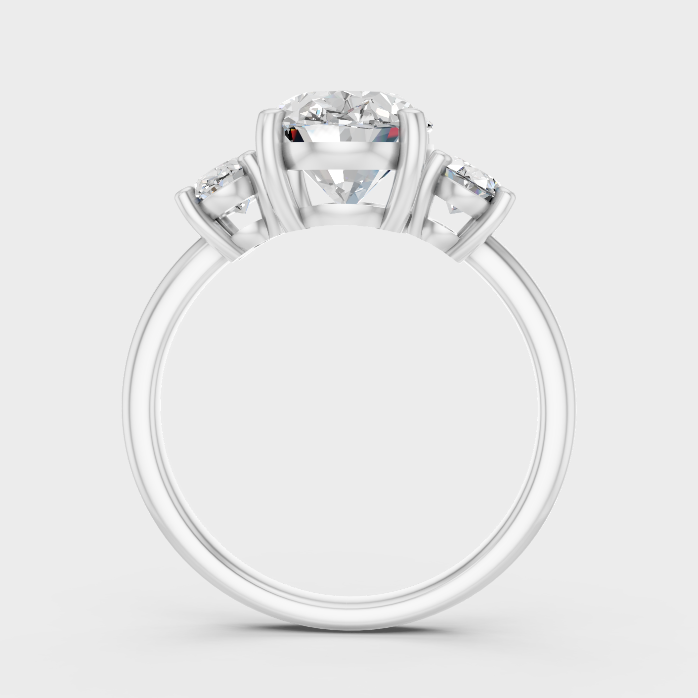 White Gold Oval Diamond Proposal Ring With Three Stones