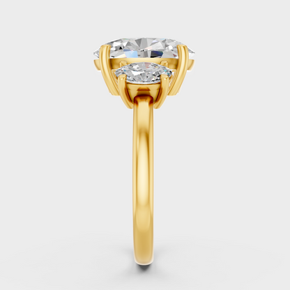 Yellow Gold Oval Anniversary Ring With Three Diamonds
