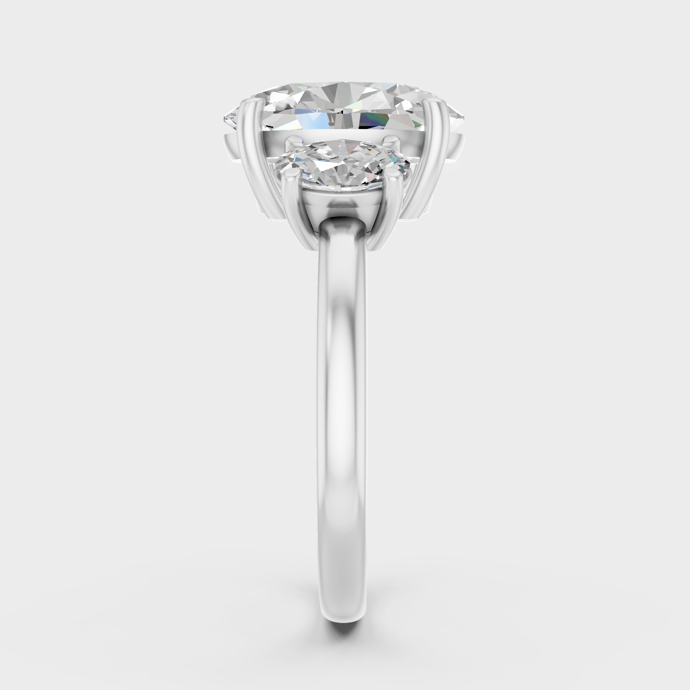 Premium Platinum Oval Diamond Three Stone Ring Elegant Look