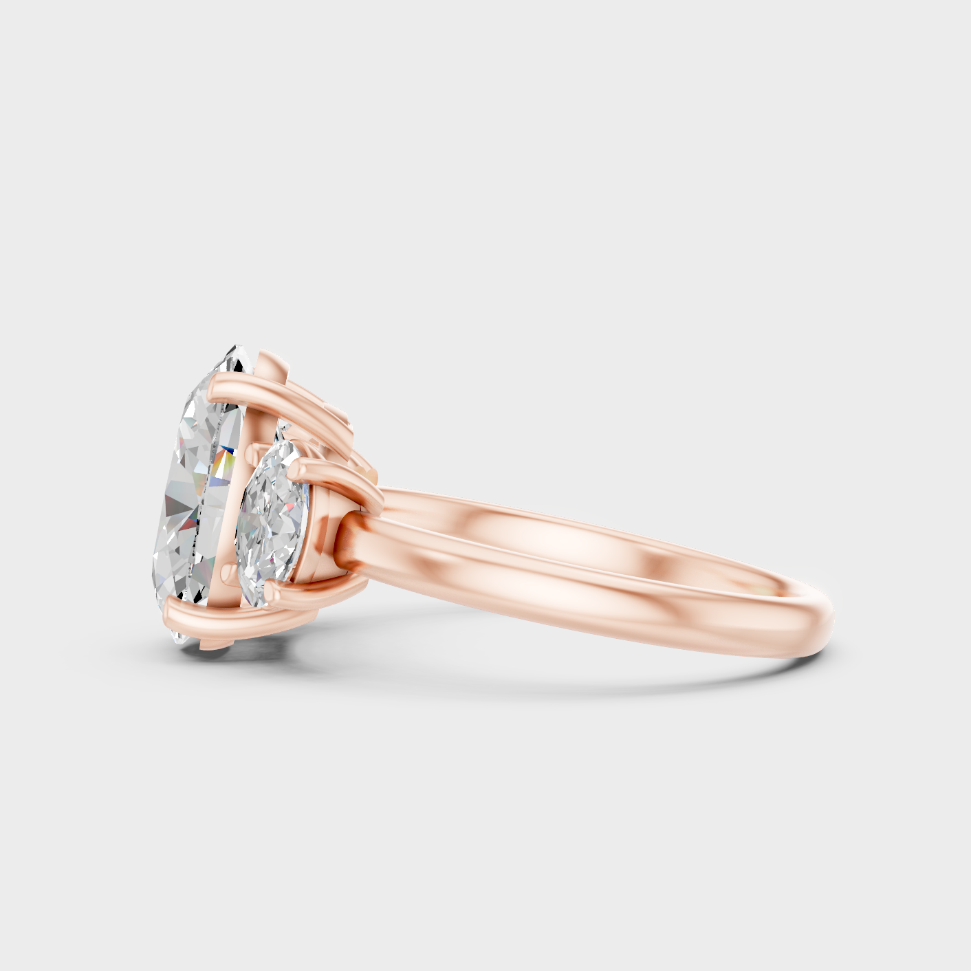 Oval Cut Lab Diamond Three Stone Ring In Rose Gold Luxury Design