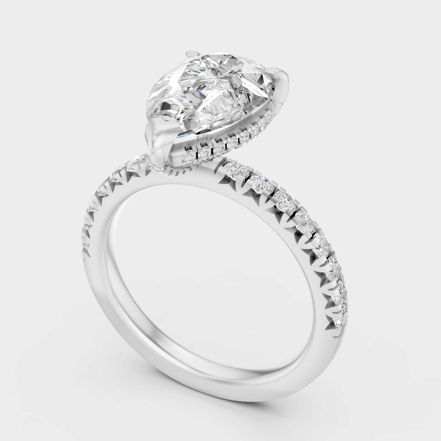Platinum Pear Engagement Ring With Halo Sparkle