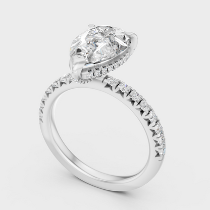 Platinum Pear Engagement Ring With Halo Sparkle