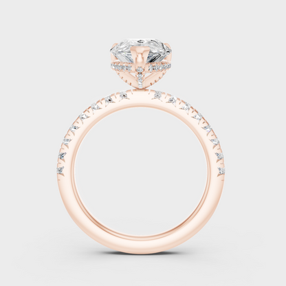 Rose Gold Luxury Pear Diamond Halo Jewelry