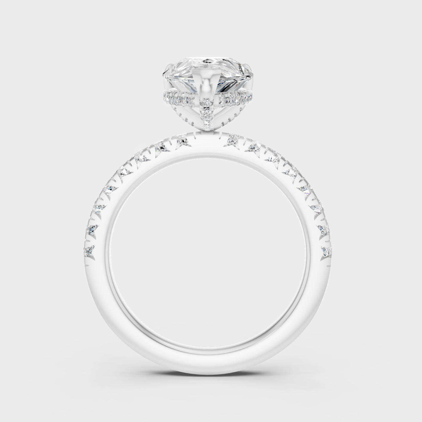 White Gold Pear Diamond Proposal Ring With Halo And Side Stones