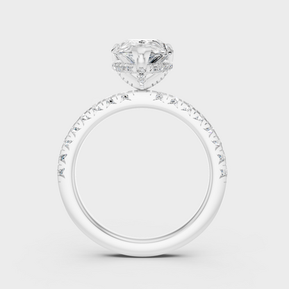 White Gold Pear Diamond Proposal Ring With Halo And Side Stones