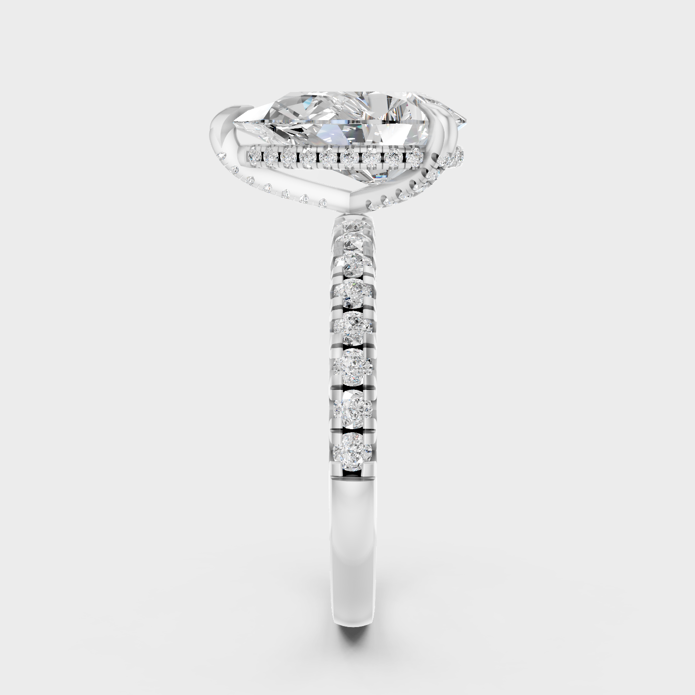 Premium Platinum Pear Diamond Halo Ring For Timeless Sophistication