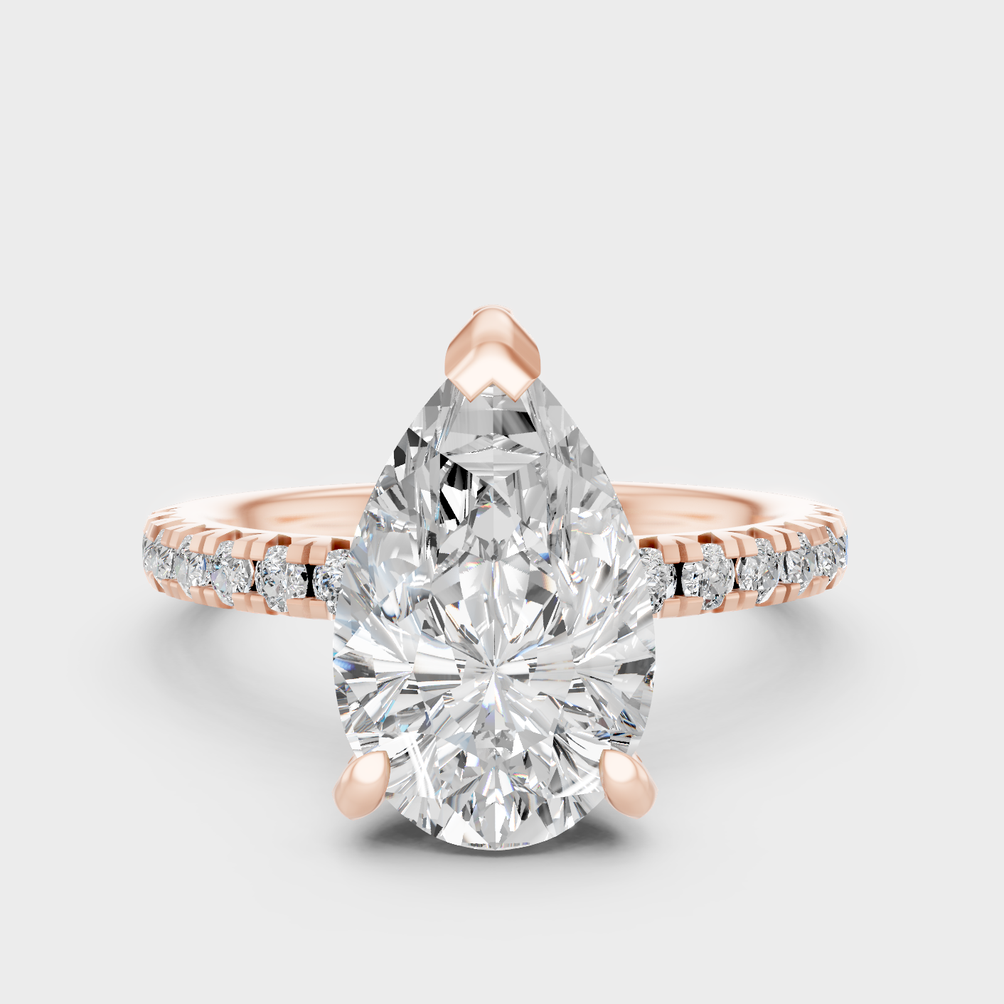 Contemporary Pear Lab Diamond Halo Ring In Rose Gold