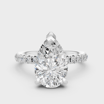 White Gold Pear Engagement Ring With Halo And Certified Lab Diamonds