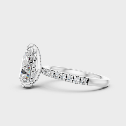White Gold Pear Diamond Ring With Accent Stones Elegant Style
