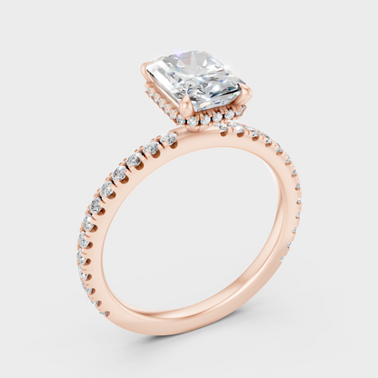 Ethical Lab Grown Radiant Halo Ring In Rose Gold