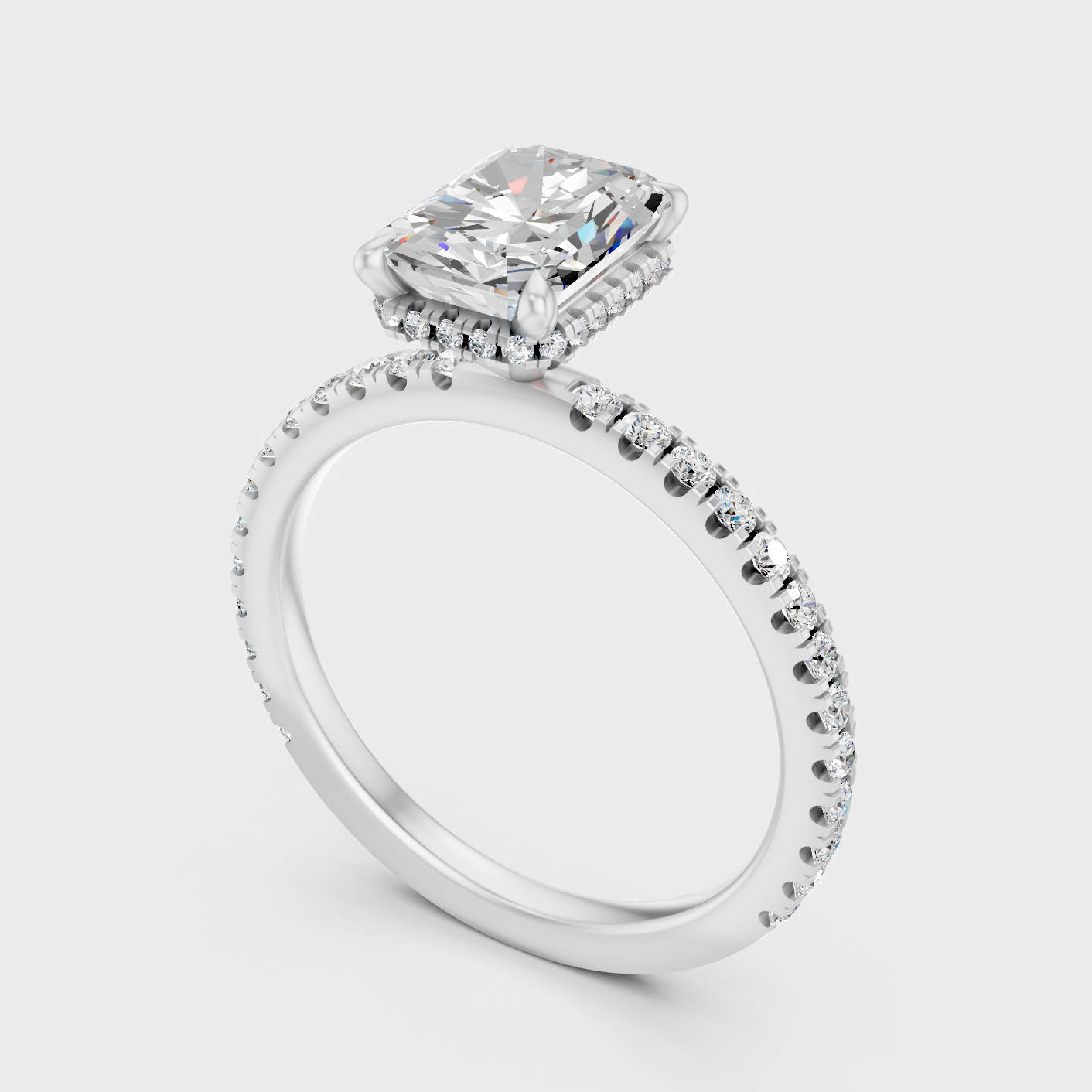 Platinum Radiant Engagement Ring With Halo Sparkle