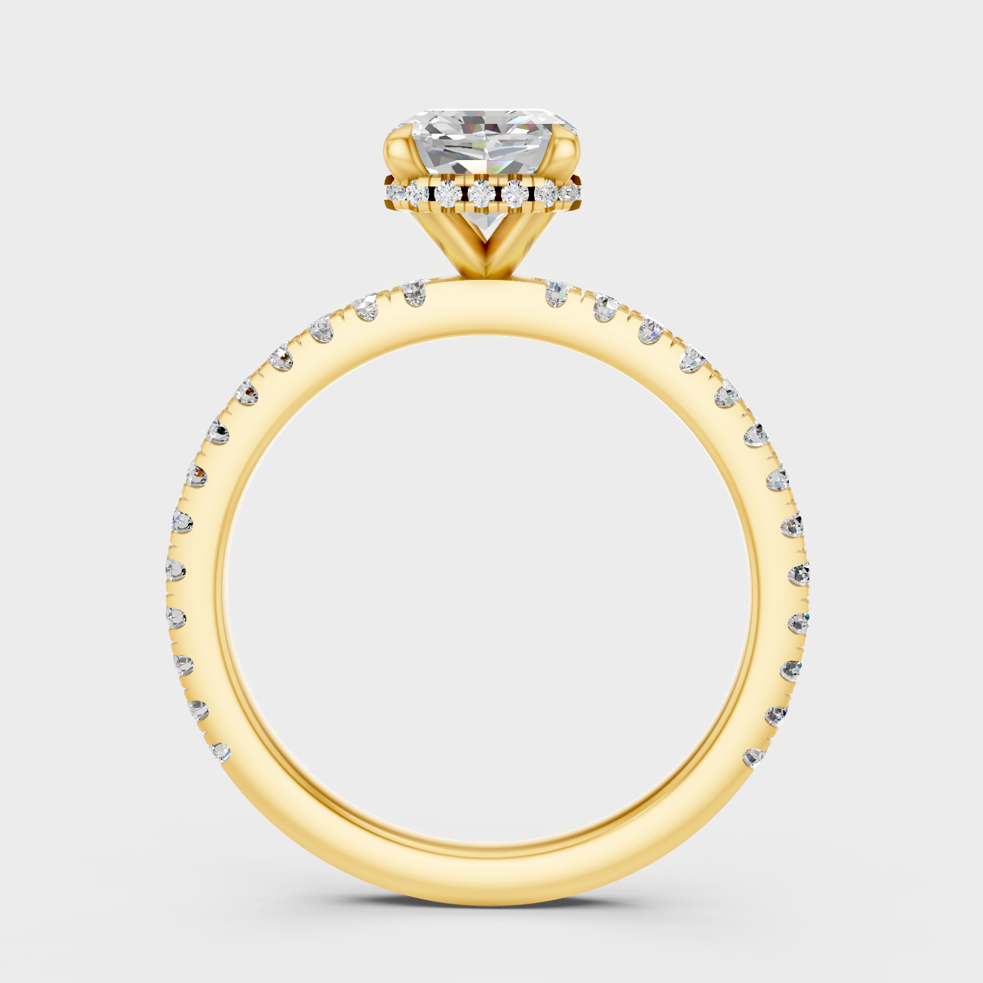 Radiant Statement Halo Ring In Yellow Gold Luxury Jewelry