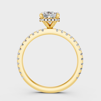 Radiant Statement Halo Ring In Yellow Gold Luxury Jewelry