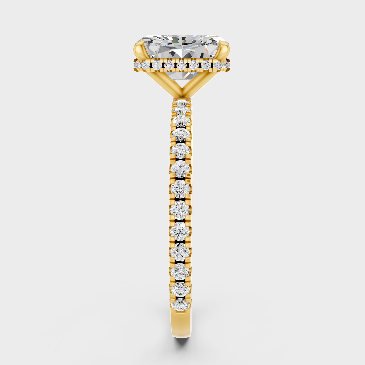 Yellow Gold Radiant Anniversary Halo Ring With Round Diamonds