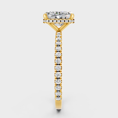 Yellow Gold Radiant Anniversary Halo Ring With Round Diamonds