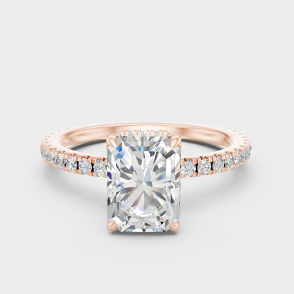 Contemporary Radiant Lab Diamond Halo Ring In Rose Gold