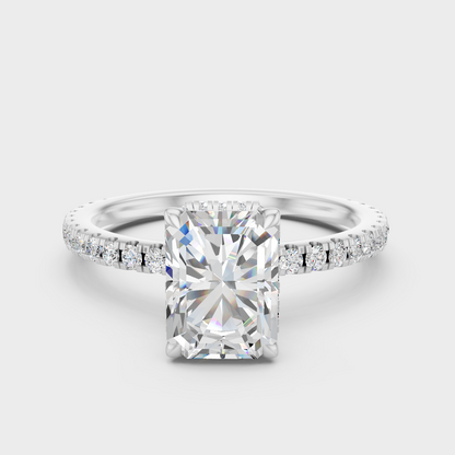 White Gold Radiant Engagement Ring With Halo And Certified Lab Diamonds