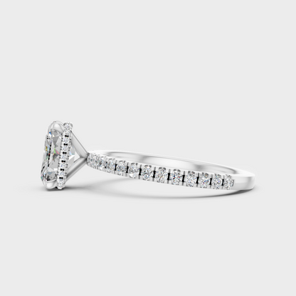 White Gold Radiant Diamond Ring With Accent Stones Elegant Style