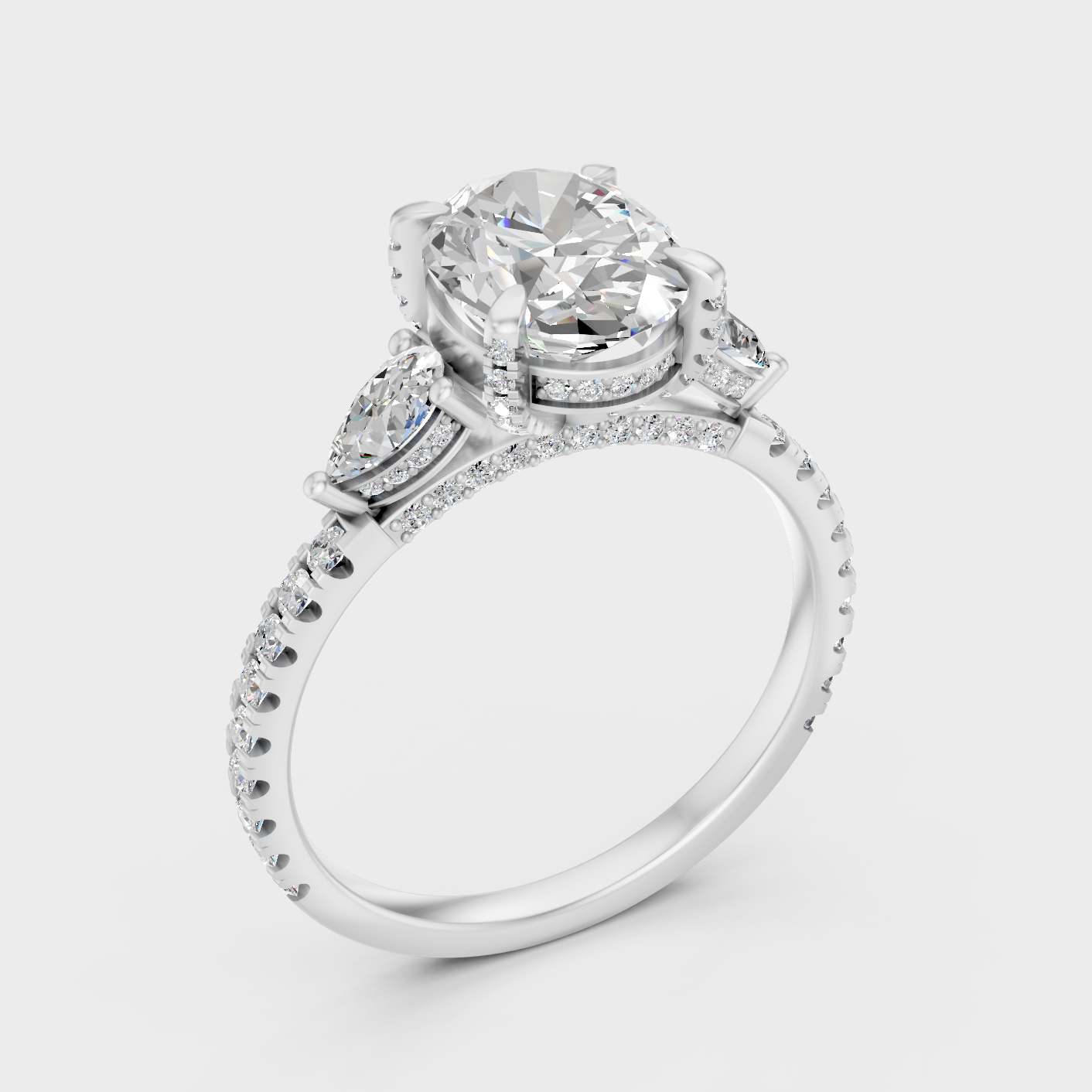 Platinum Multi Shape Diamond Ring Set For Timeless Sophistication