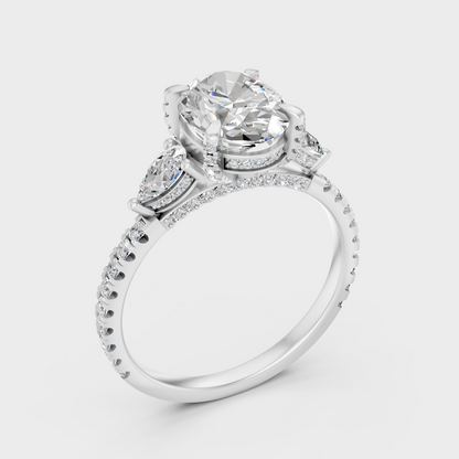 Platinum Multi Shape Diamond Ring Set For Timeless Sophistication