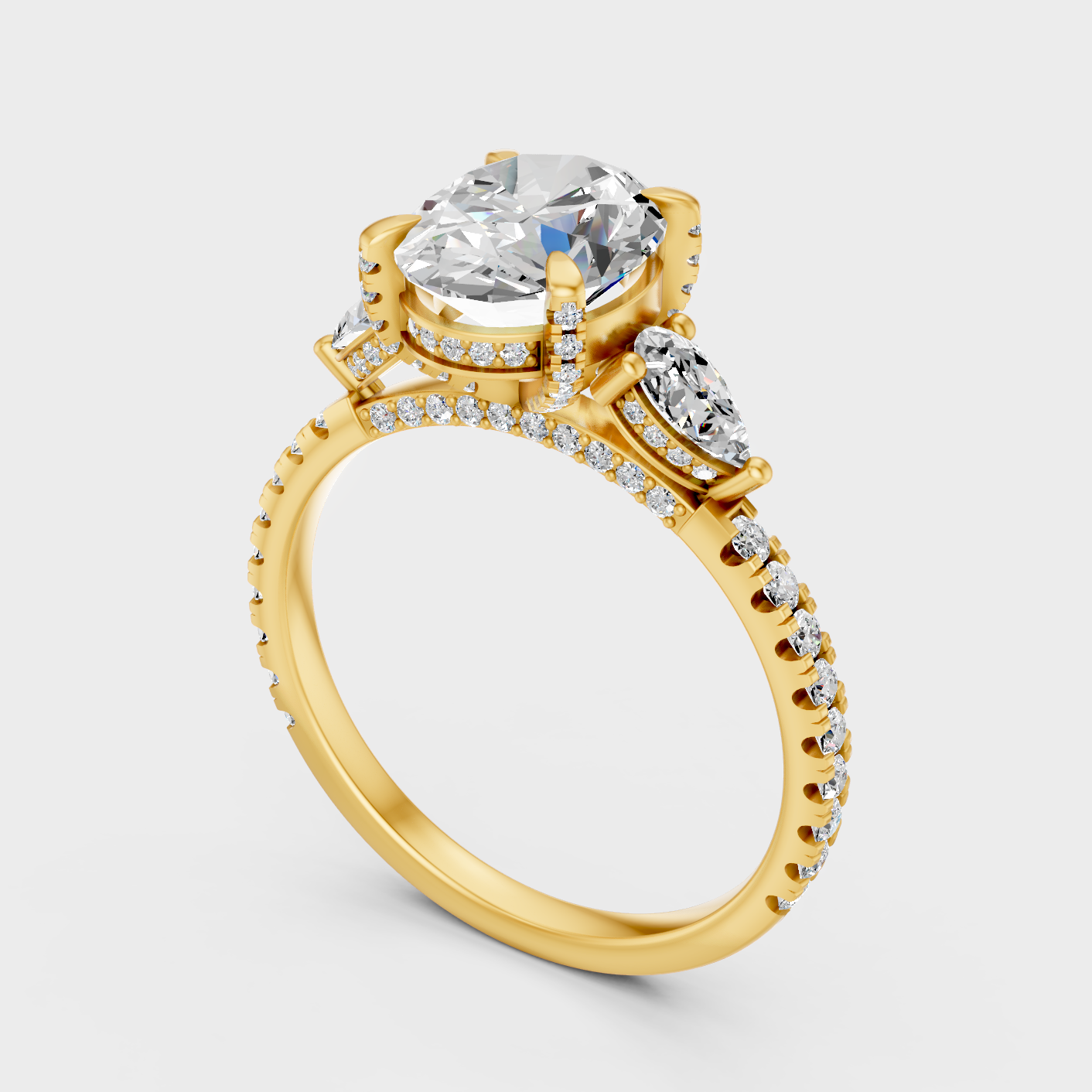 Contemporary Multi Shape Diamond Ring In Yellow Gold