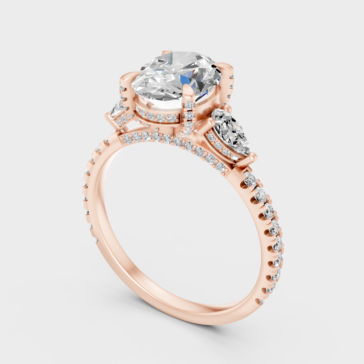 Rose Gold Multi Shape Lab Grown Diamond Ring Elegant Womens Jewelry