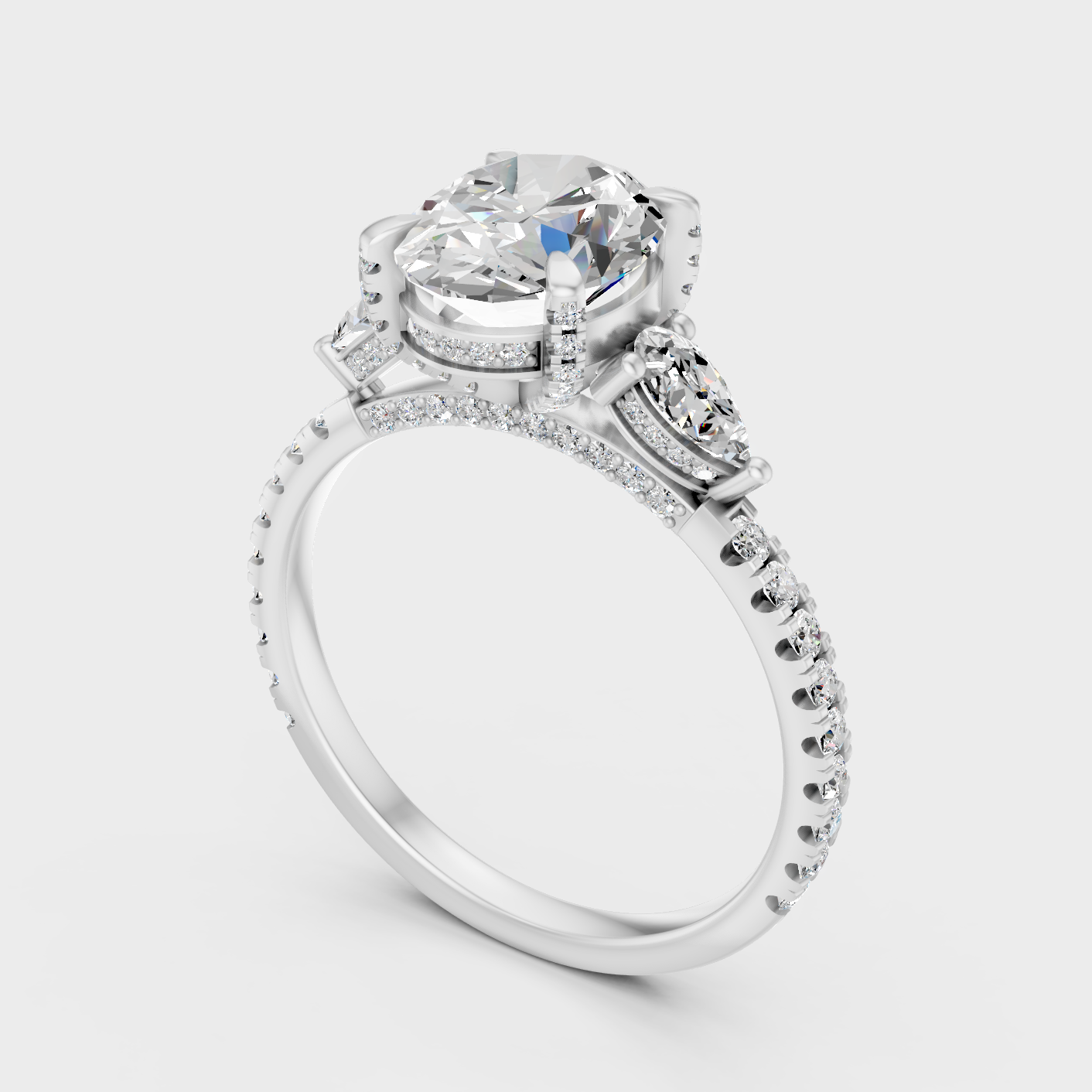 Platinum Engagement Ring Set With Multi Shape Diamonds