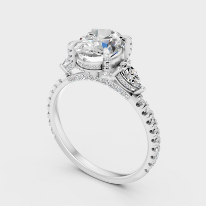 Platinum Engagement Ring Set With Multi Shape Diamonds
