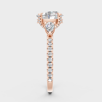 Designer Ring In Rose Gold With Mixed Shape Diamonds