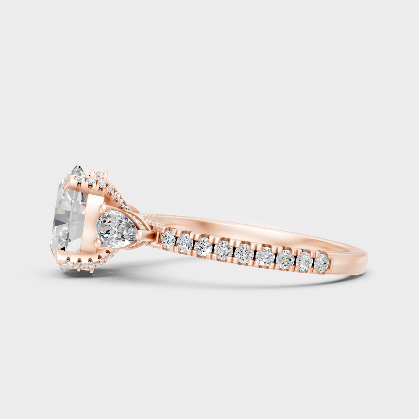 Oval Pear Round Lab Diamond Ring In Rose Gold Luxury Style