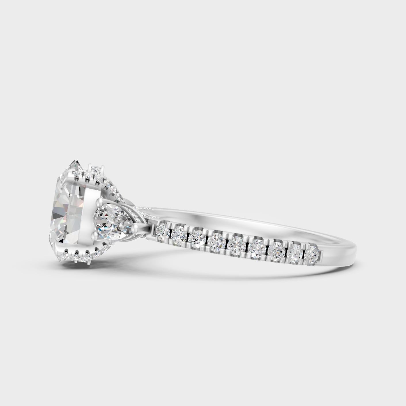 White Gold Multi Shape Diamond Ring Set With Brilliant Sparkle