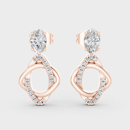 Ethical Luxury Rose Gold Diamond Earrings With Certified Lab-Grown Oval And Round Diamonds In Convertible Style