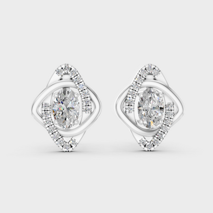Premium 950 Platinum Convertible Earrings Featuring 0.66 Ct Certified Lab-Grown Oval And Round Cut Diamonds