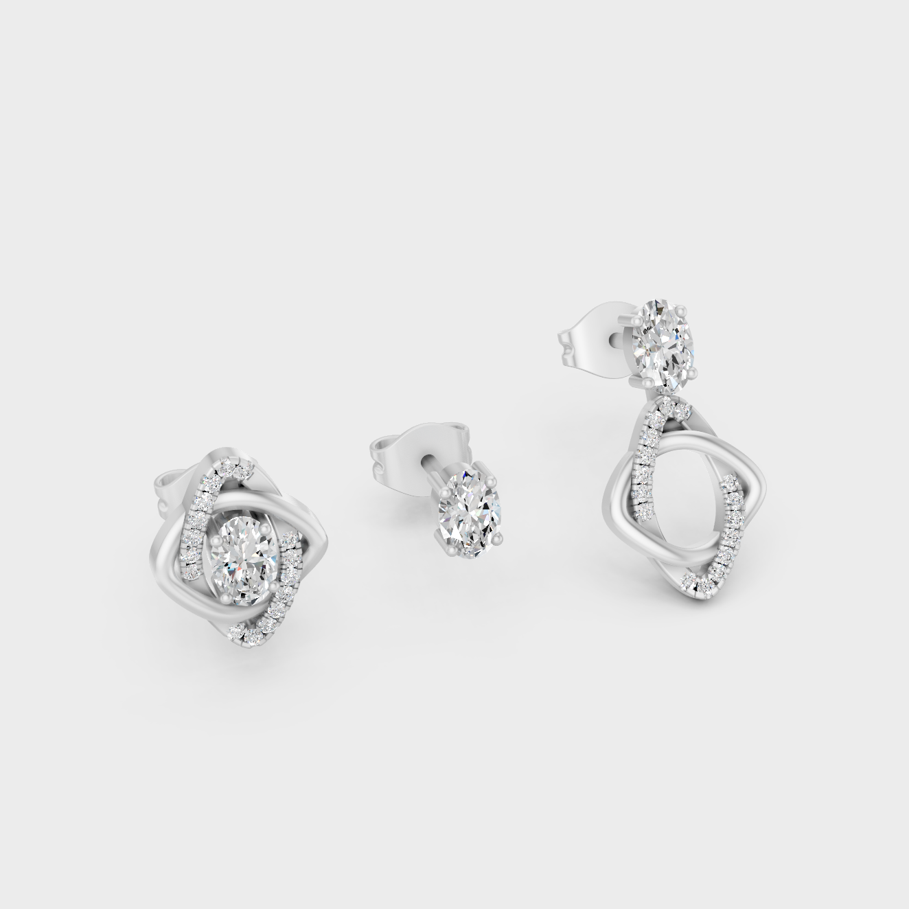 Luxury White Gold Convertible Earrings Featuring Ethical 0.66 Ct Lab-Grown Certified Diamonds In Modern Convertible Design