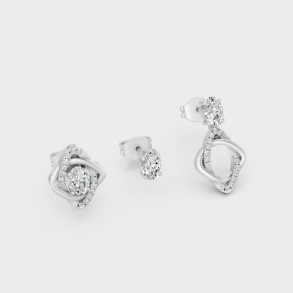 Luxury White Gold Convertible Earrings Featuring Ethical 0.66 Ct Lab-Grown Certified Diamonds In Modern Convertible Design